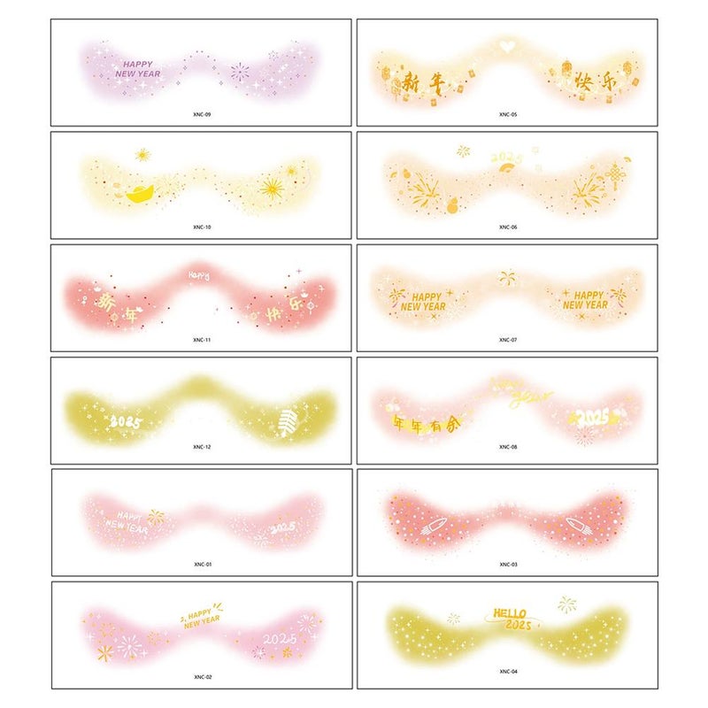 New Year children's and adults' makeup face stickers, cute cartoon sweet makeup party temporary tattoo stickers, 12 sheets
